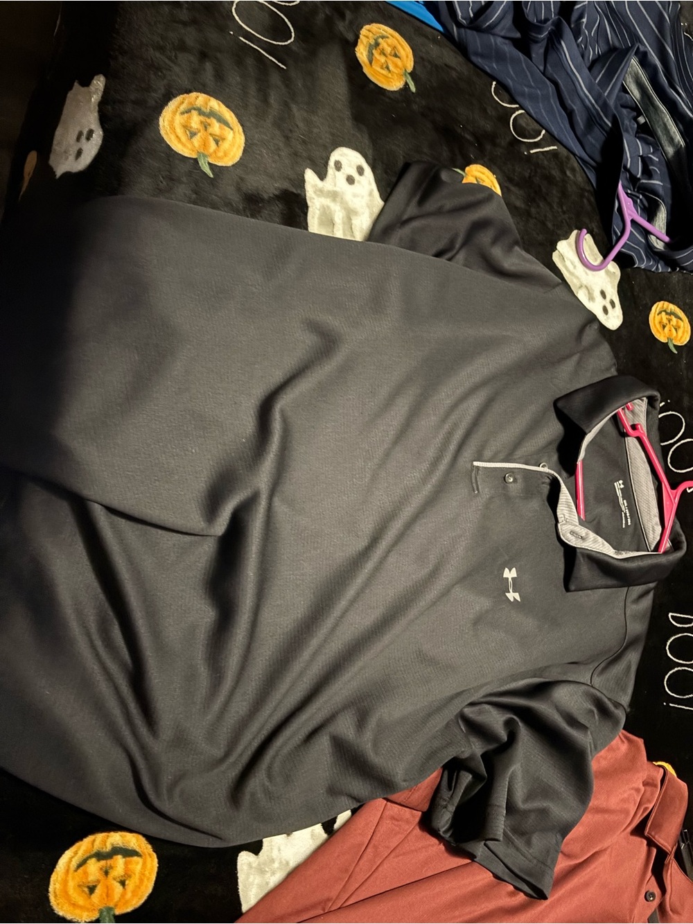 Under Armour Black Polo Shirt with Silver Logo